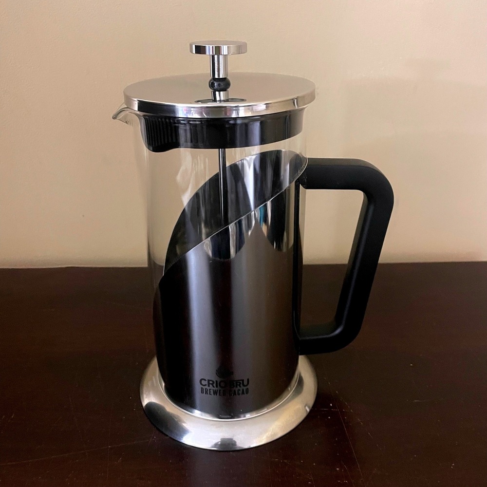 Crio Bru French Press Brewer Cacao Coffee Tea Maker Stainless Steel Glass 34oz